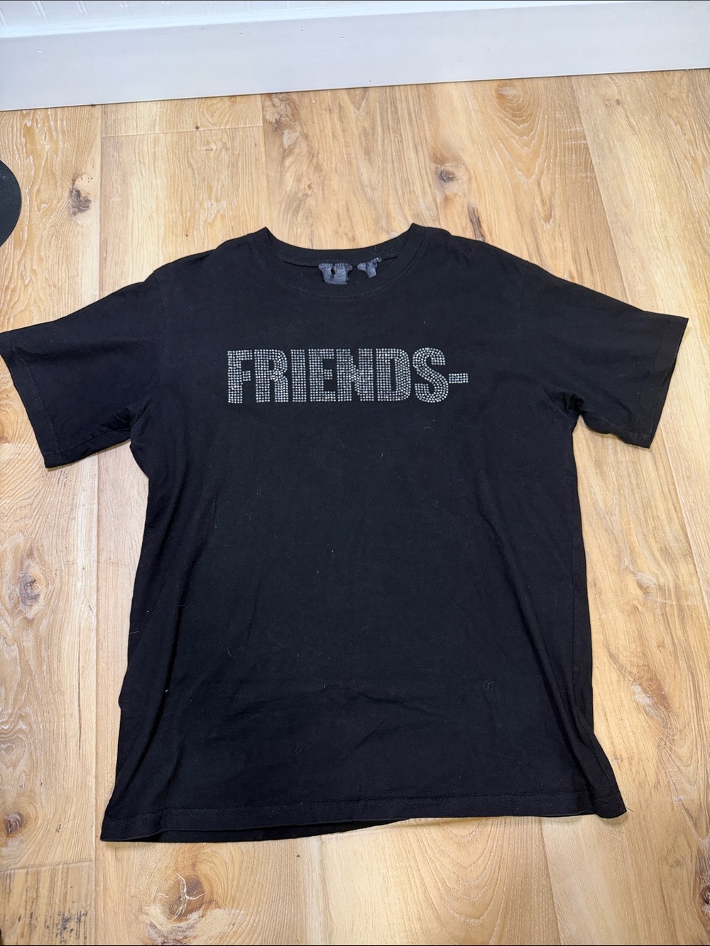 VLONE Black Tee with Rhinestone FRIENDS- Logo swavorski collaboration size large